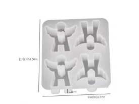 Molde silicona 4 angelitos con corazon